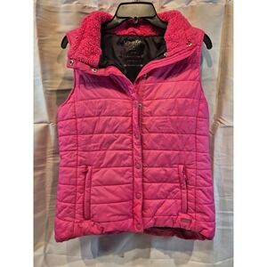 Calvin Klein Performance Puffer Vest Pink Sherpa Collar Zip Snap Women xl